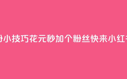 1元小红书秒刷1000粉 - 小技巧:花1元秒加1000个粉丝!快来小红书体验吧!~ 第1张 1元小红书秒刷1000粉 - 小技巧:花1元秒加1000个粉丝!快来小红书体验吧!~ 第1张