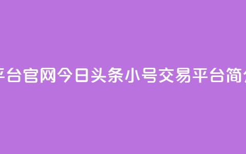 今日头条小号出售平台官网 - 今日头条小号交易平台简介与使用指南~  第1张