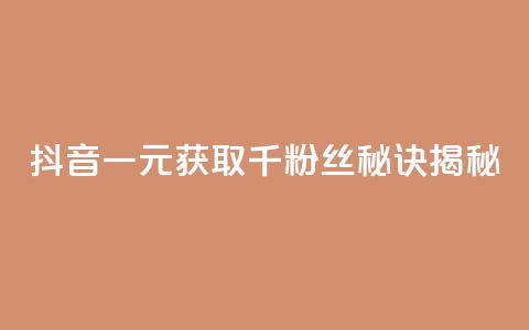 抖音一元获取千粉丝秘诀揭秘  第1张