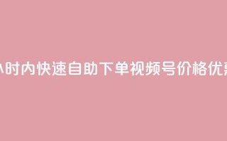 24小时内快速自助下单视频号，价格优惠！