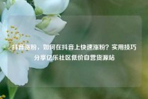 抖音涨粉，如何在抖音上快速涨粉？实用技巧分享亿乐社区低价自营货源站