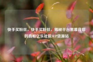 快手买粉丝，快手买粉丝，揭秘平台黑幕背后的真相亿乐社区SUP货源站