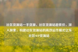 社区货源站一手货源，社区货源站超低价，深入探索，构建社区货源站的高效运作模式亿乐社区SUP货源站