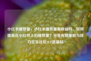小红书播放量，小红书播放量有收益吗，如何提高在小红书上的播放量？分享有效策略与技巧亿乐社区SUP货源站