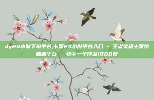 dy24小时下单平台,卡盟24小时平台入口 - 王者荣耀主页赞自助平台 快手一个作品1000赞  第1张