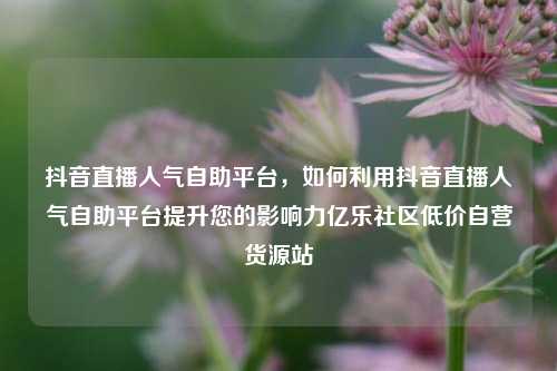 抖音直播人气自助平台，如何利用抖音直播人气自助平台提升您的影响力亿乐社区低价自营货源站  第1张