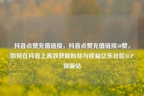 抖音点赞充值链接，抖音点赞充值链接50赞	，如何在抖音上高效获取粉丝与收益亿乐社区SUP货源站  第1张