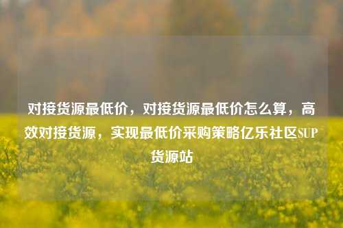 对接货源最低价	，对接货源最低价怎么算，高效对接货源，实现最低价采购策略亿乐社区SUP货源站  第1张