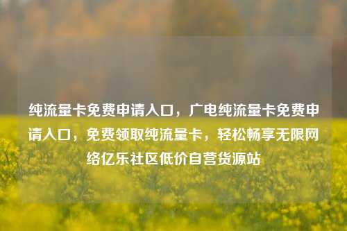 纯流量卡免费申请入口，广电纯流量卡免费申请入口	，免费领取纯流量卡，轻松畅享无限网络亿乐社区低价自营货源站  第1张