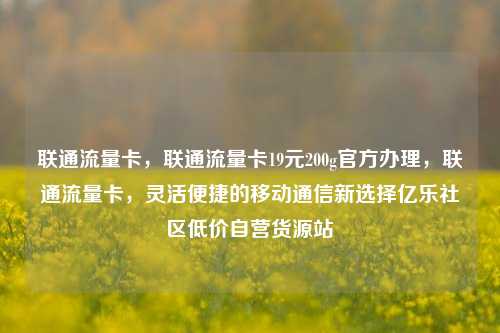 联通流量卡，联通流量卡19元200g官方办理	，联通流量卡，灵活便捷的移动通信新选择亿乐社区低价自营货源站  第1张