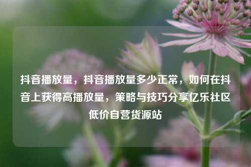 抖音播放量，抖音播放量多少正常，如何在抖音上获得高播放量	，策略与技巧分享亿乐社区低价自营货源站  第1张